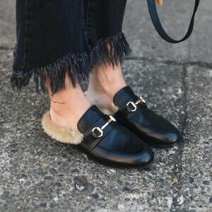 Steve Madden Jill mules leather faux fur Princeton style Sz 7